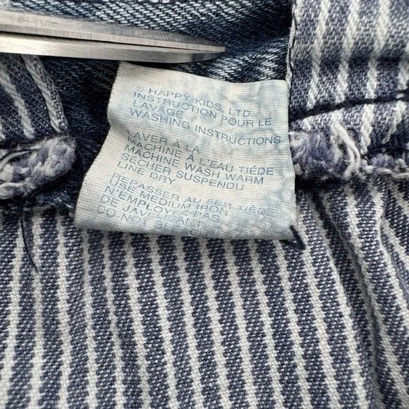 80sVintage Denim Overalls Kids 3T Acid Wash Happy Kids Embroidered Bows Cuffs - Picture 7 of 11